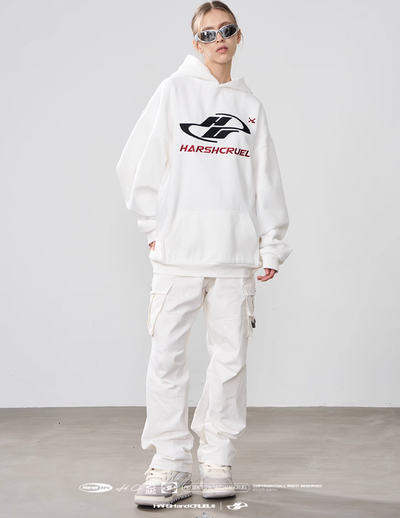 Harsh and Cruel Dynamic Embroidered Logo Loose Hoodie