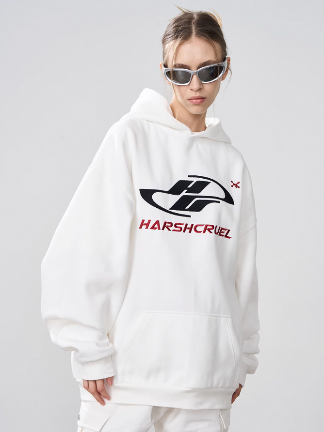 Harsh and Cruel Dynamic Embroidered Logo Loose Hoodie