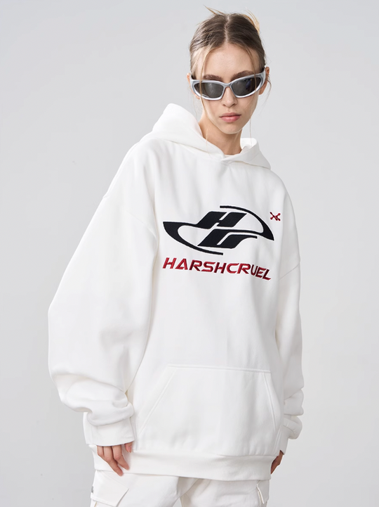 Harsh and Cruel Dynamic Embroidered Logo Loose Hoodie