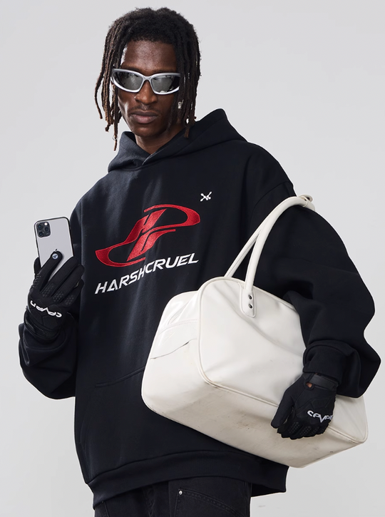 Harsh and Cruel Dynamic Embroidered Logo Loose Hoodie