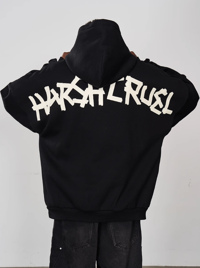 Harsh and Cruel Taped Logo Printed Hoodie