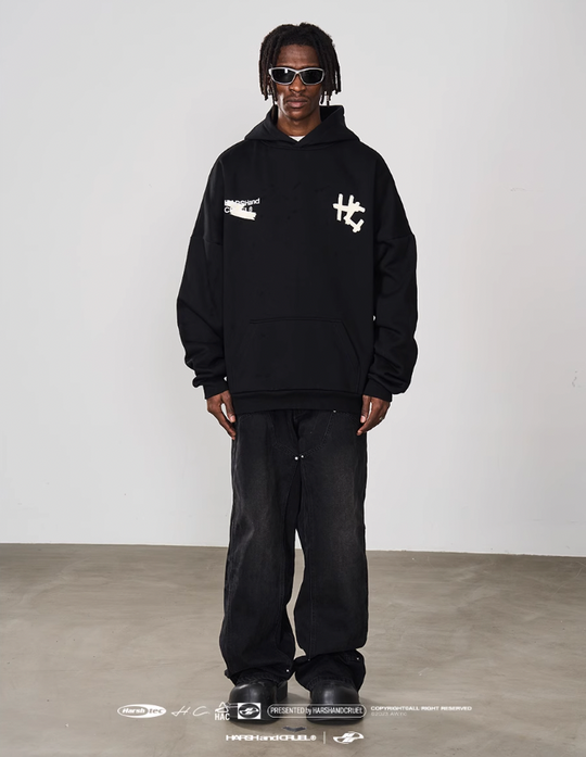 Harsh and Cruel Taped Logo Printed Hoodie