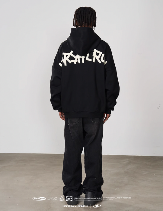 Harsh and Cruel Taped Logo Printed Hoodie