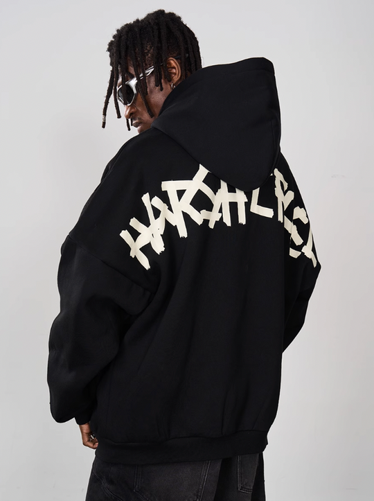 Harsh and Cruel Taped Logo Printed Hoodie
