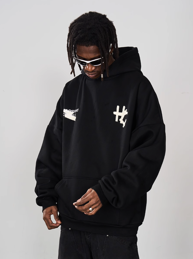 Harsh and Cruel Taped Logo Printed Hoodie