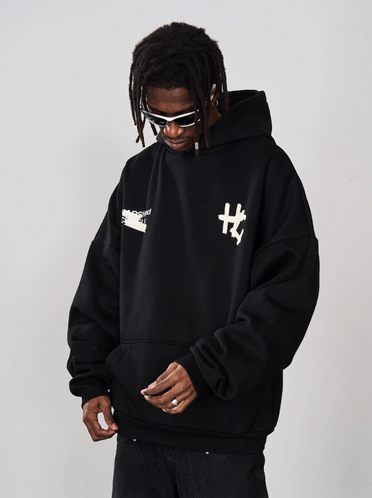 Harsh and Cruel Taped Logo Printed Hoodie