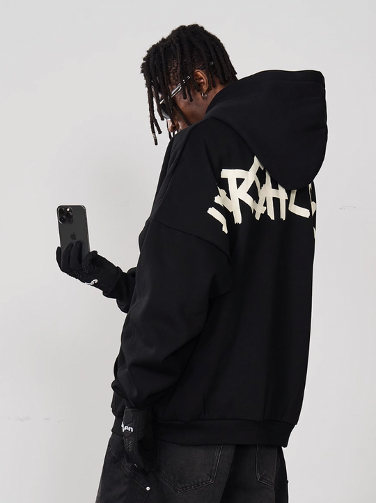 Harsh and Cruel Taped Logo Printed Hoodie