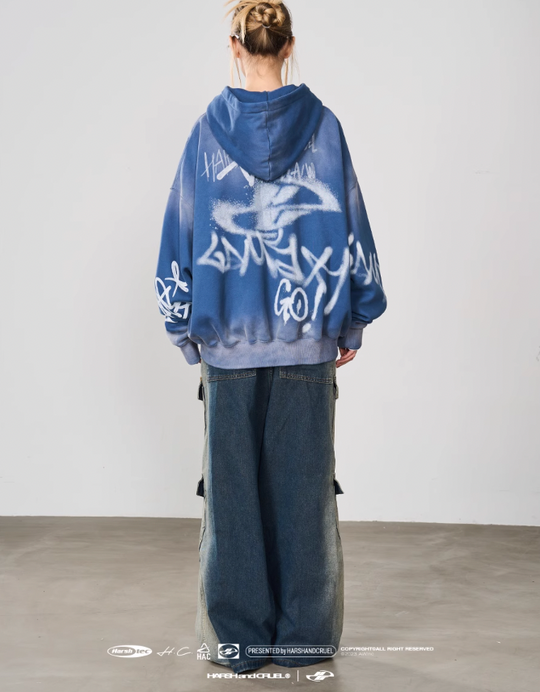 Harsh and Cruel Spray Paint Washed Hoodie