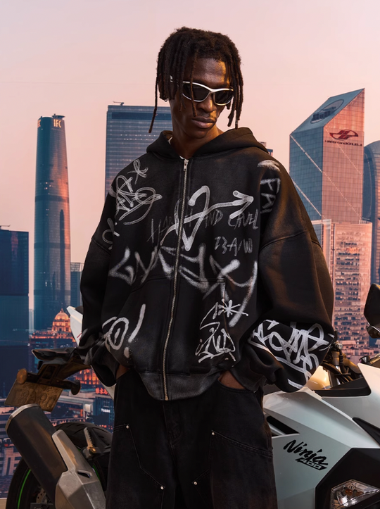 Harsh and Cruel Spray Paint Washed Hoodie