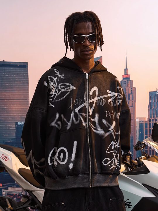 Harsh and Cruel Spray Paint Washed Hoodie