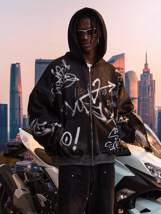 Harsh and Cruel Spray Paint Washed Hoodie