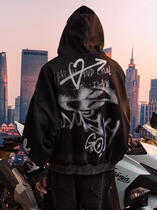 Harsh and Cruel Spray Paint Washed Hoodie