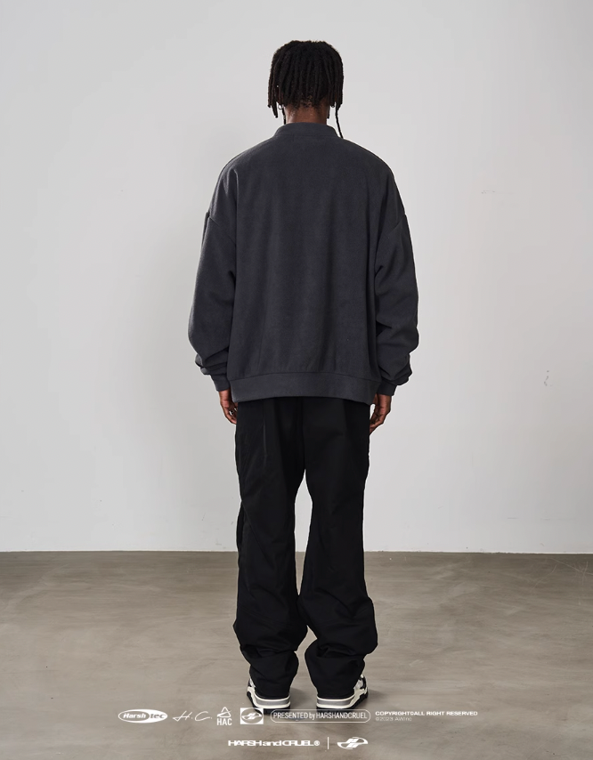 Harsh and Cruel Embroidered Logo Fleece Round Neck Sweater