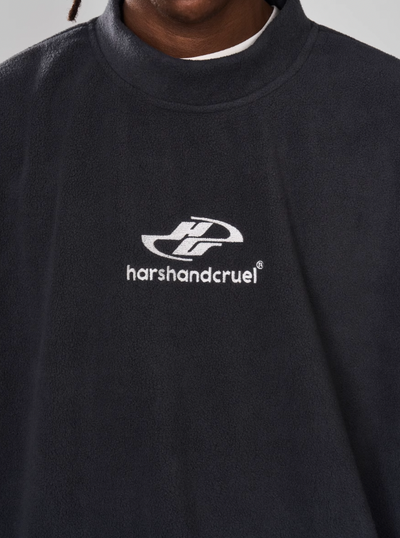 Harsh and Cruel Embroidered Logo Fleece Round Neck Sweater