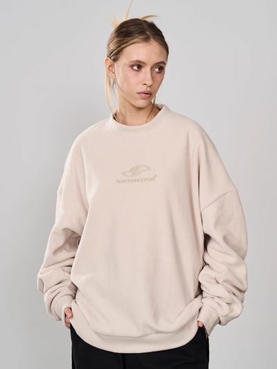 Harsh and Cruel Embroidered Logo Fleece Round Neck Sweater