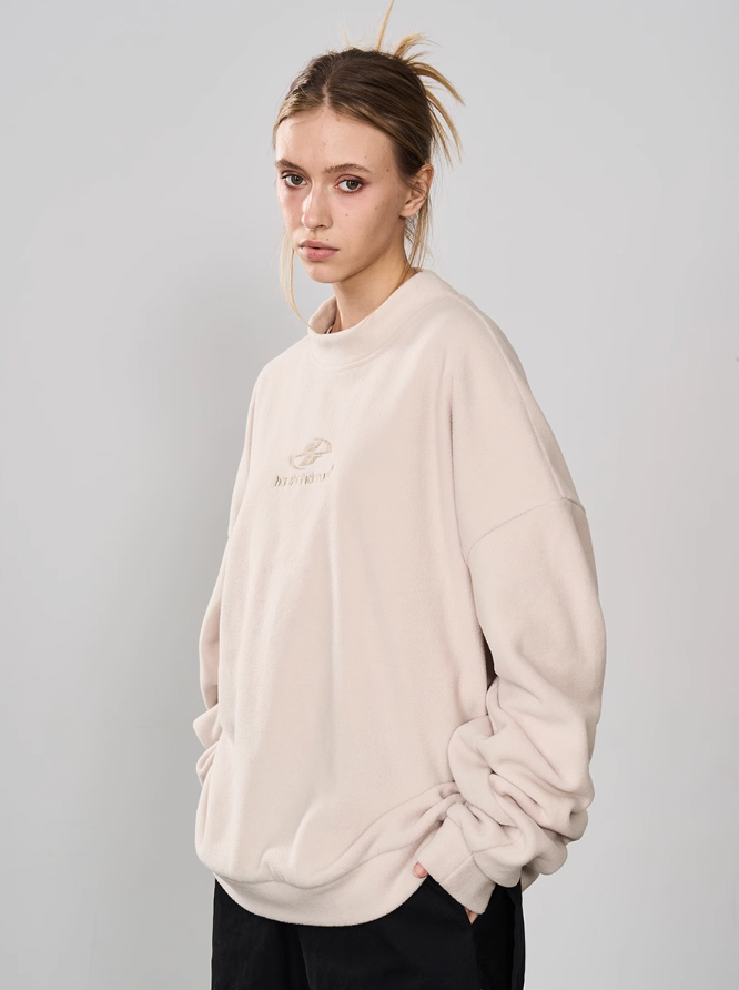 Harsh and Cruel Embroidered Logo Fleece Round Neck Sweater