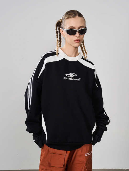 Harsh and Cruel Embroidered Logo Round Neck Sweater