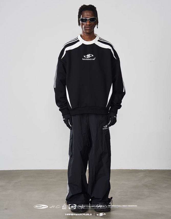 Harsh and Cruel Embroidered Logo Round Neck Sweater