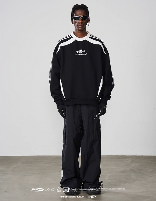 Harsh and Cruel Embroidered Logo Round Neck Sweater