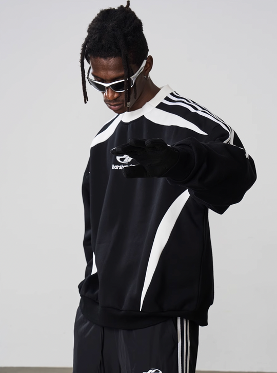 Harsh and Cruel Embroidered Logo Round Neck Sweater