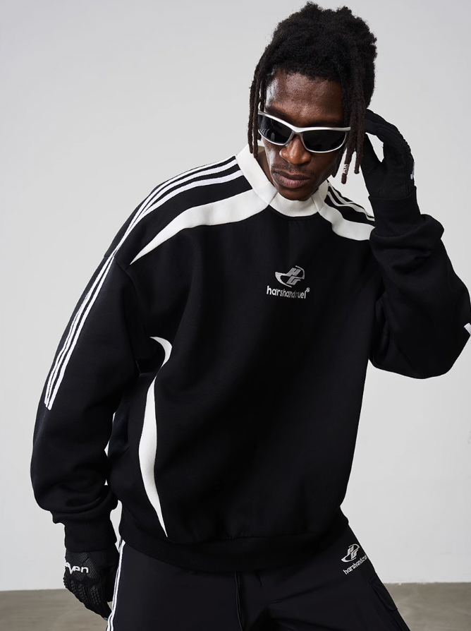 Harsh and Cruel Embroidered Logo Round Neck Sweater