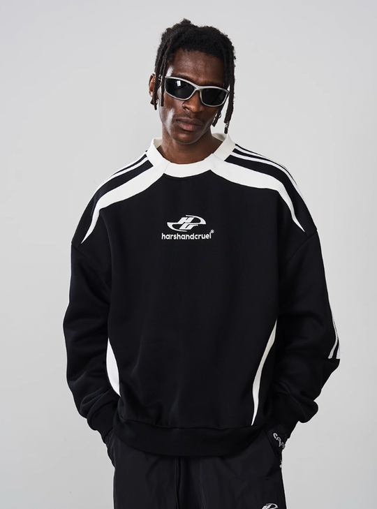 Harsh and Cruel Embroidered Logo Round Neck Sweater