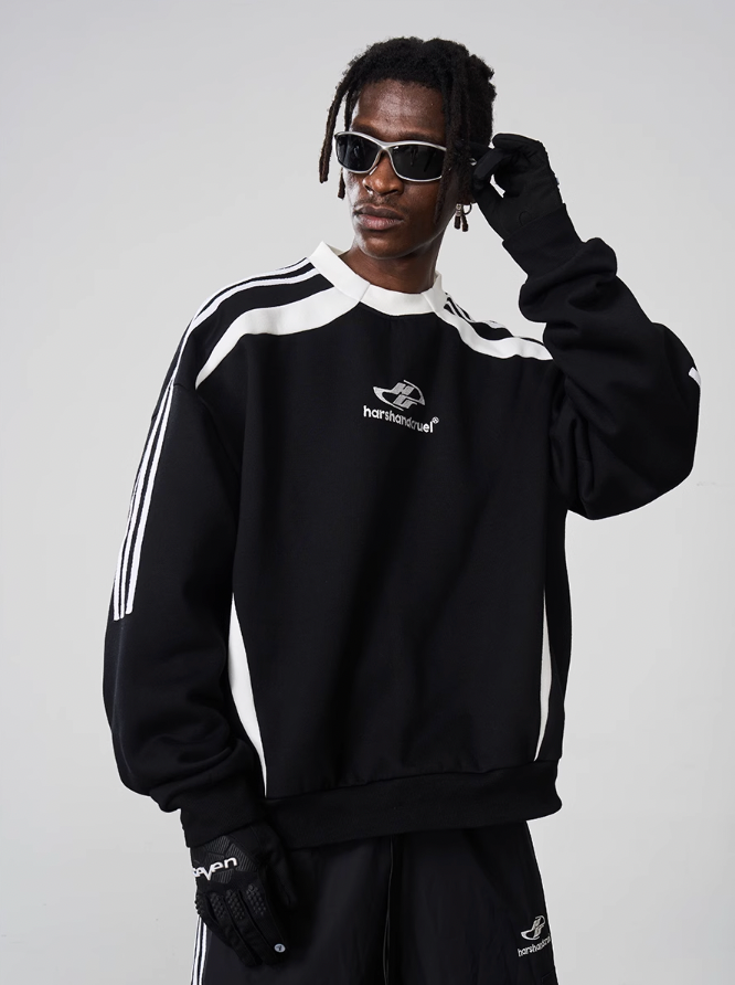 Harsh and Cruel Embroidered Logo Round Neck Sweater