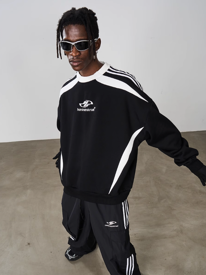 Harsh and Cruel Embroidered Logo Round Neck Sweater