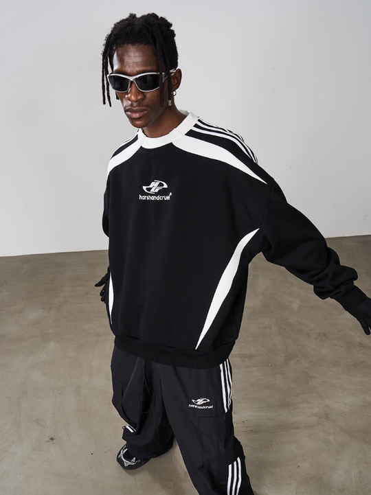 Harsh and Cruel Embroidered Logo Round Neck Sweater