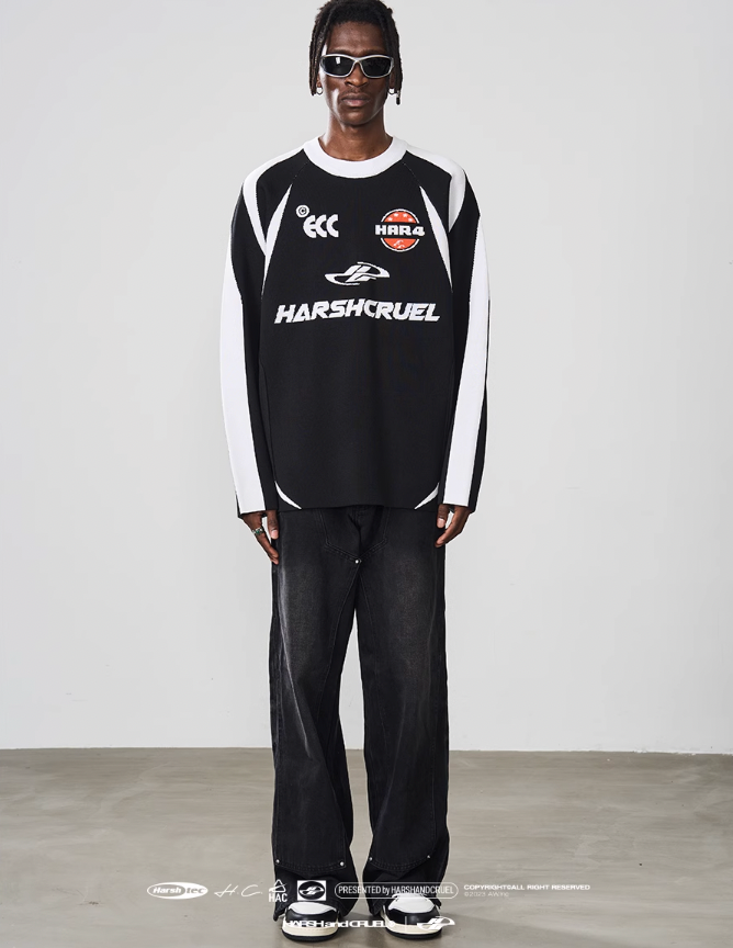 Harsh and Cruel Contrast Splicing Jersey Knit Sweater