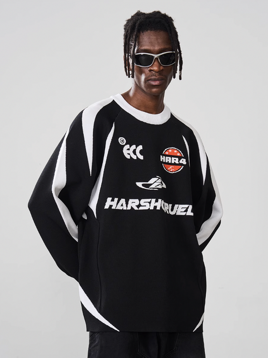 Harsh and Cruel Contrast Splicing Jersey Knit Sweater