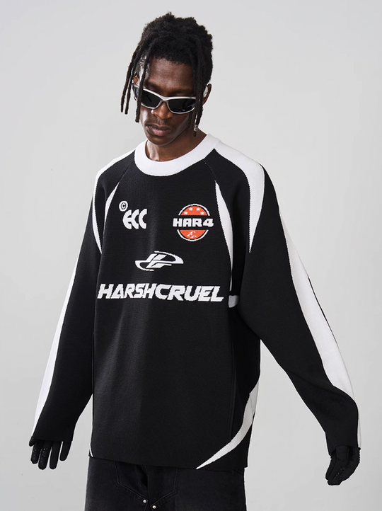 Harsh and Cruel Contrast Splicing Jersey Knit Sweater