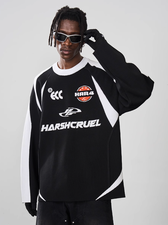 Harsh and Cruel Contrast Splicing Jersey Knit Sweater