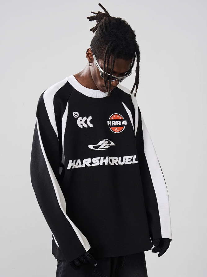 Harsh and Cruel Contrast Splicing Jersey Knit Sweater