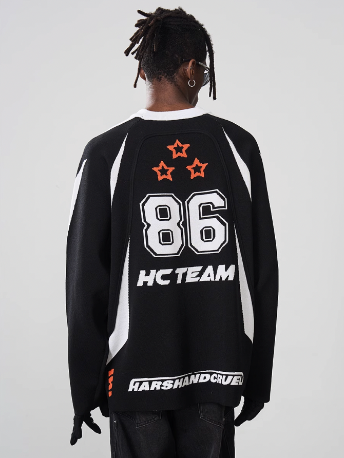 Harsh and Cruel Contrast Splicing Jersey Knit Sweater