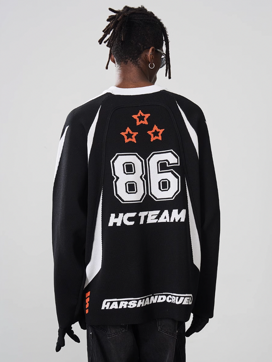 Harsh and Cruel Contrast Splicing Jersey Knit Sweater