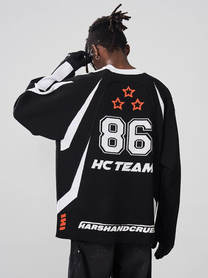 Harsh and Cruel Contrast Splicing Jersey Knit Sweater