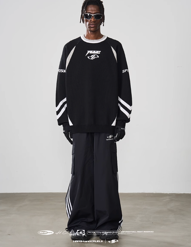 Harsh and Cruel Contrast Racing Knitted Sweater