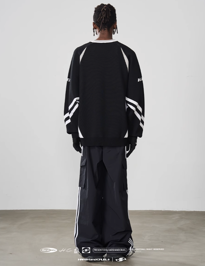 Harsh and Cruel Contrast Racing Knitted Sweater