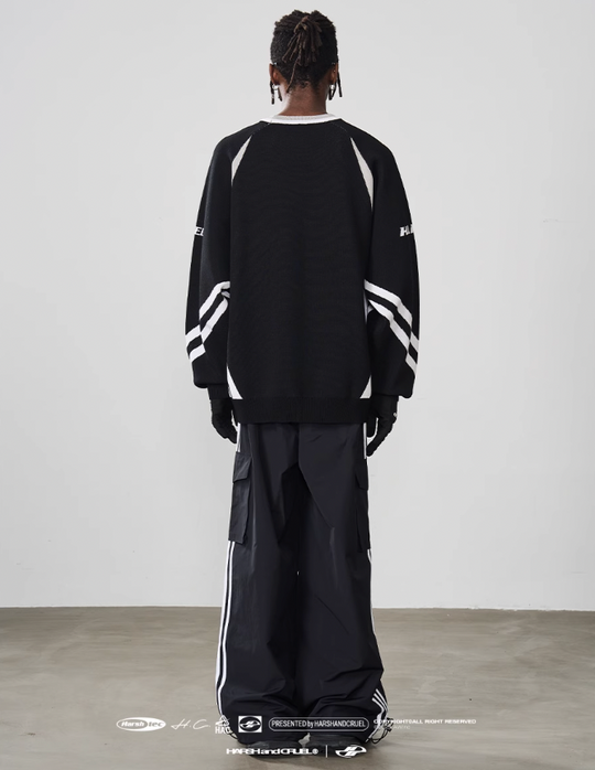 Harsh and Cruel Contrast Racing Knitted Sweater