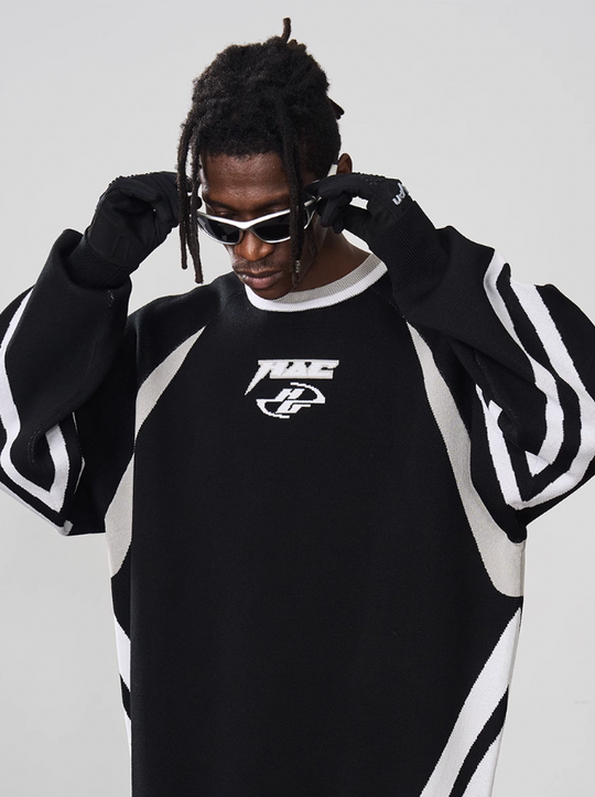 Harsh and Cruel Contrast Racing Knitted Sweater
