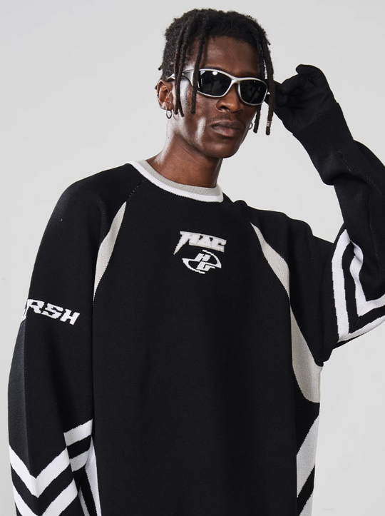 Harsh and Cruel Contrast Racing Knitted Sweater