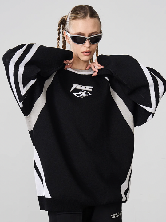 Harsh and Cruel Contrast Racing Knitted Sweater