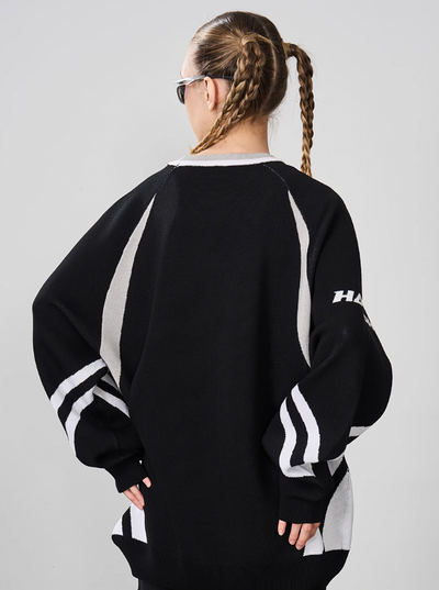 Harsh and Cruel Contrast Racing Knitted Sweater