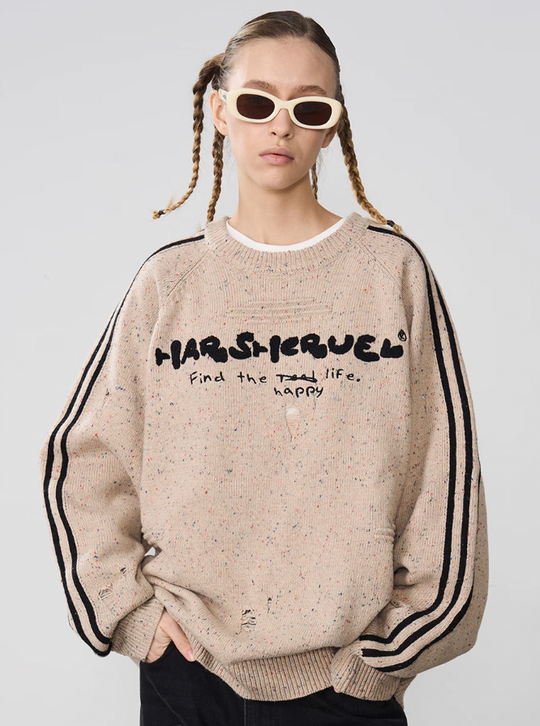 Harsh and Cruel Embroidered Knit Logo Sweater
