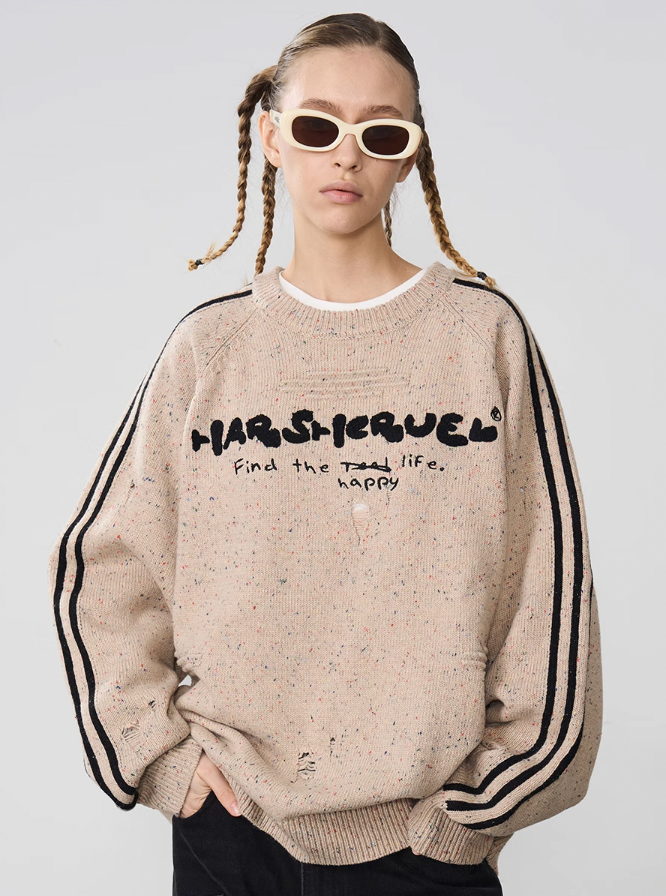 Harsh and Cruel Embroidered Knit Logo Sweater