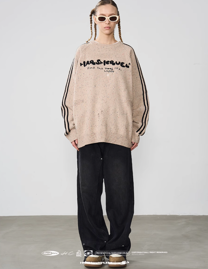 Harsh and Cruel Embroidered Knit Logo Sweater