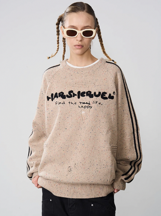 Harsh and Cruel Embroidered Knit Logo Sweater