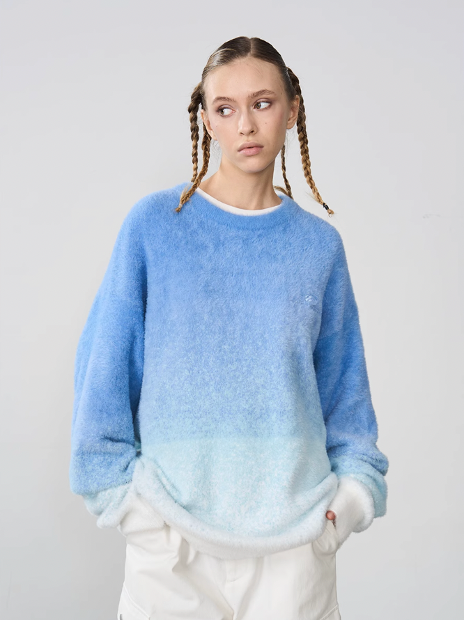 Harsh and Cruel Embroidered Logo Gradient Knit Sweater