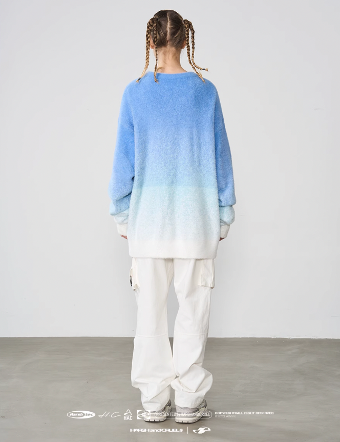 Harsh and Cruel Embroidered Logo Gradient Knit Sweater